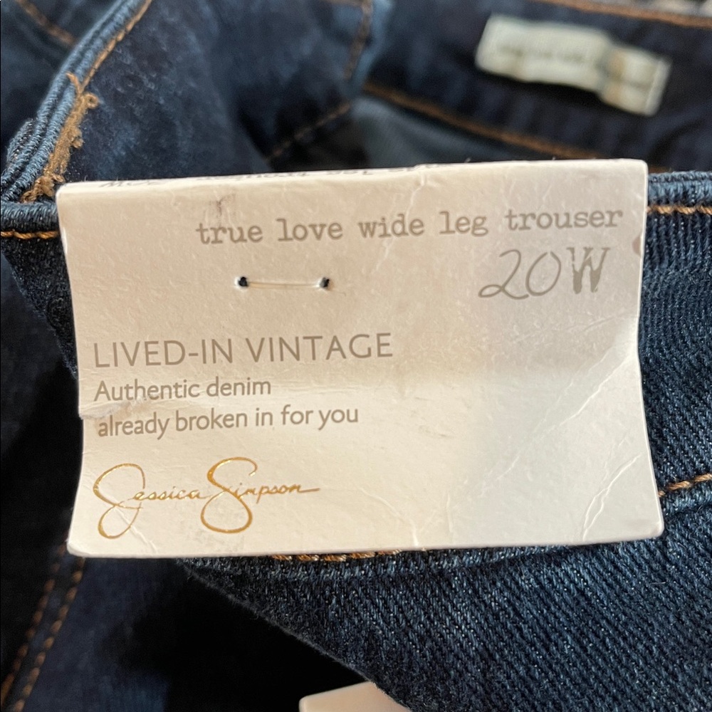 Jessica Simpson True Love Wide Leg Trouser Jeans Plus Size 20W Dark Wash NEW - Picture 9 of 15
